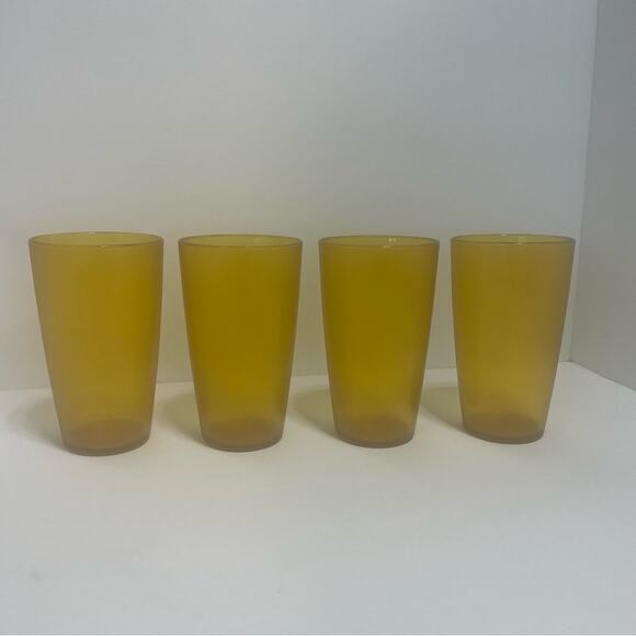 Vintage Amber Gold Cups Set of 4 restaurant style - Picture 5 of 9
